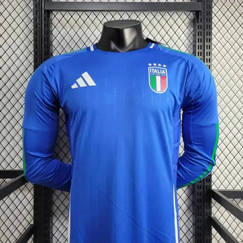 "Camisa Itália Home 24/25 - Jogador Masculina Manga Longa Azul - Netmantos"
