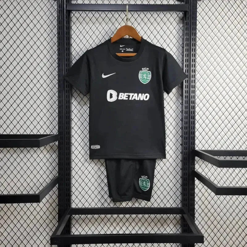 "Camisa Sporting Away 3 24/25 - Torcedor Infantil Preta - Netmantos"