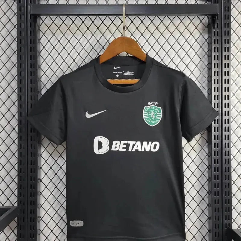 "Camisa Sporting Away 3 24/25 - Torcedor Infantil Preta - Netmantos"