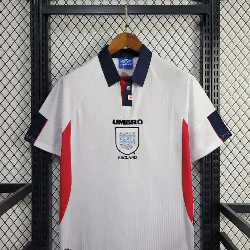 "Camisa Inglaterra Retrô Home 1998 - Torcedor Masculina Branca - Netmantos"