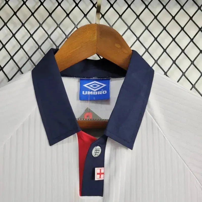 "Camisa Inglaterra Retrô Home 1998 - Torcedor Masculina Branca - Netmantos"