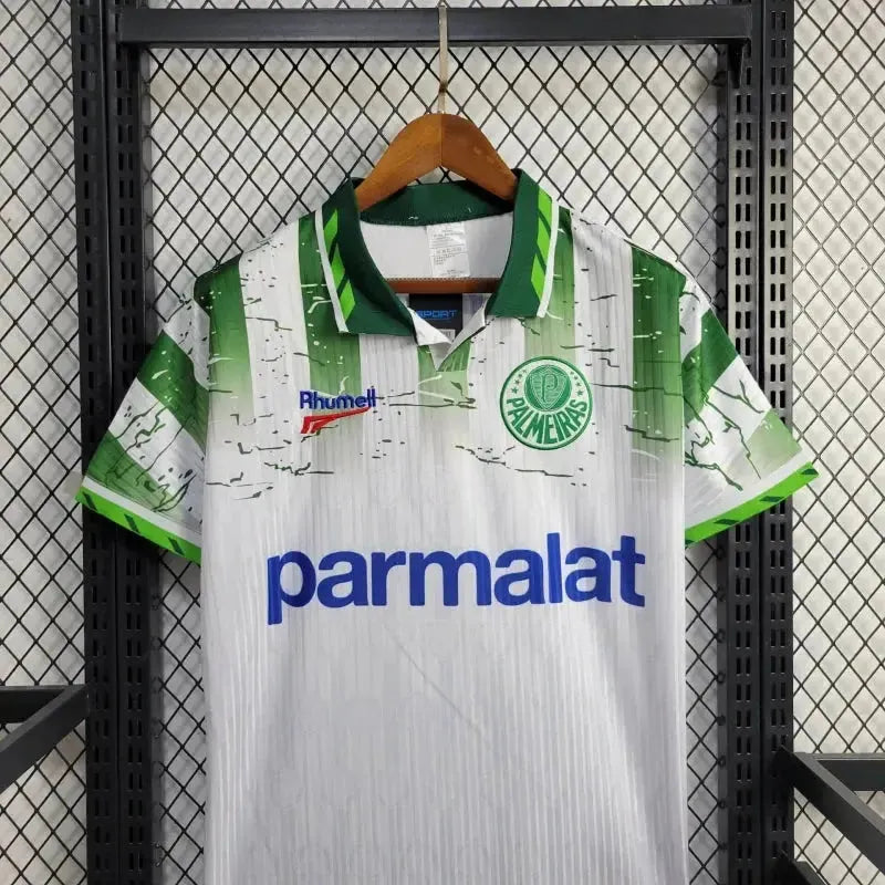 "Camisa Palmeiras Away Retrô 1996 - Torcedor Masculina Branca PARMALAT - Netmantos"