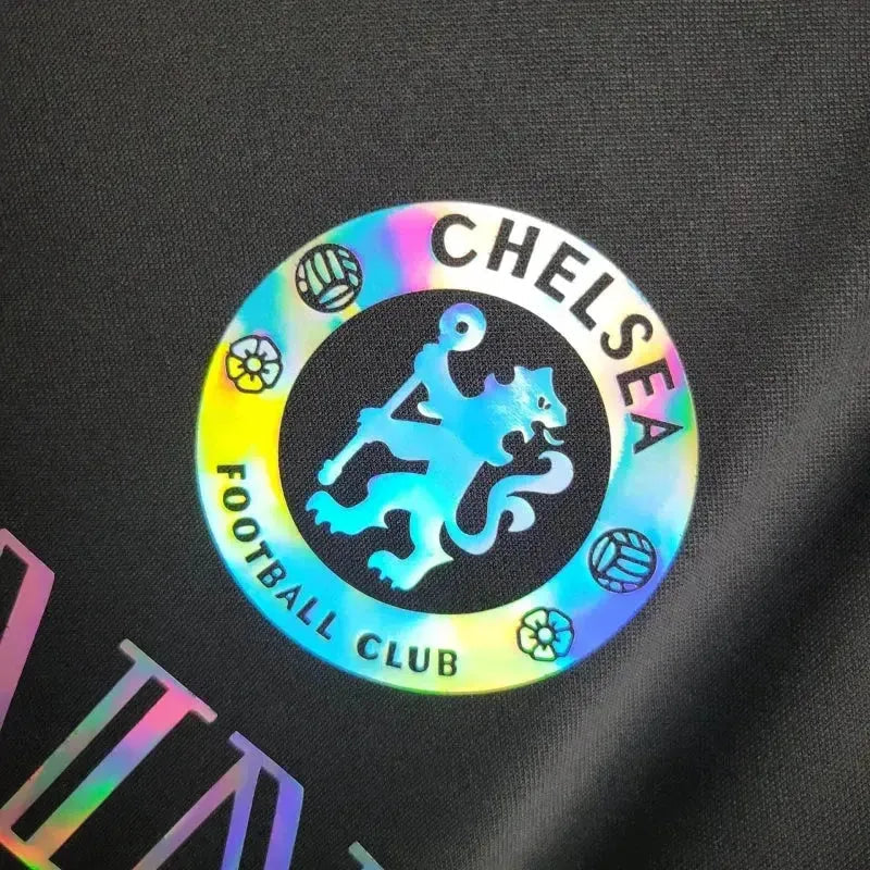 "Camisa Chelsea BALMAIN 24/25 - Torcedor Masculina Refletiva Preta - Netmantos"