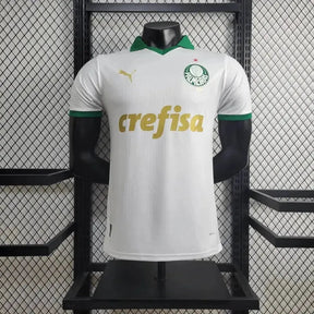 "Camisa Palmeiras Away 24/25 - Jogador Masculina Branca e Dourada + Patch Brasileirão e Avanti + Patrocínios - Netmantos"