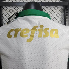 "Camisa Palmeiras Away 24/25 - Jogador Masculina Branca e Dourada + Patch Brasileirão e Avanti + Patrocínios - Netmantos"