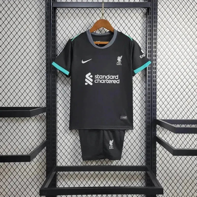 "Camisa Liverpool Away 24/25 - Torcedor Infantil Preta - Netmantos"