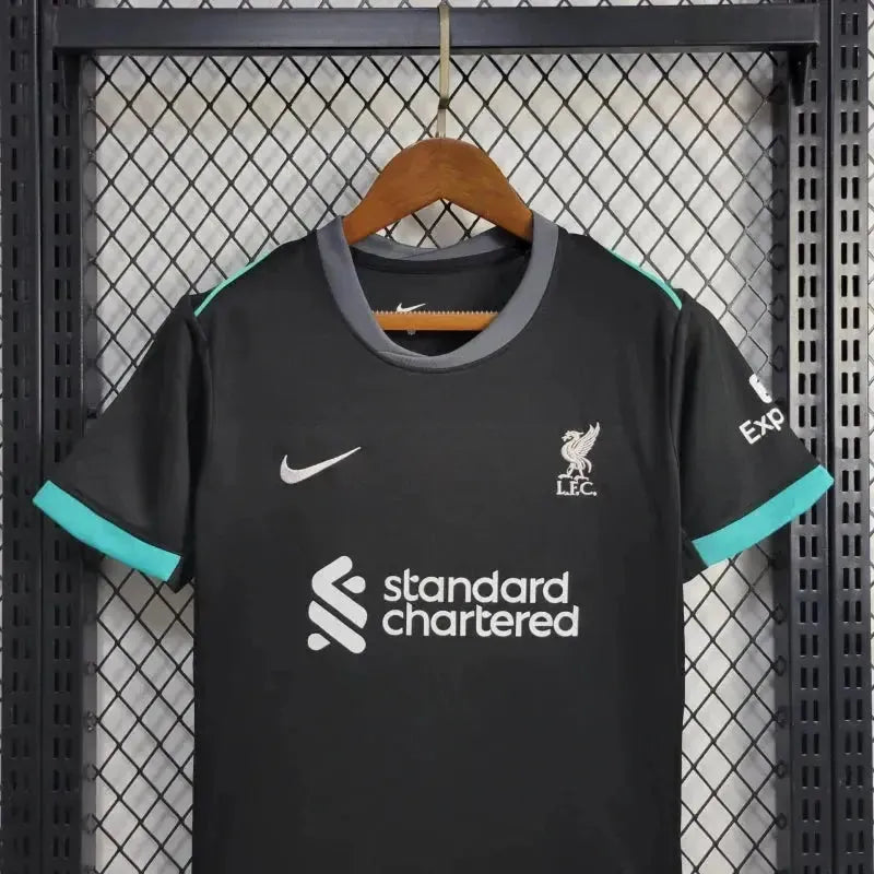 "Camisa Liverpool Away 24/25 - Torcedor Infantil Preta - Netmantos"