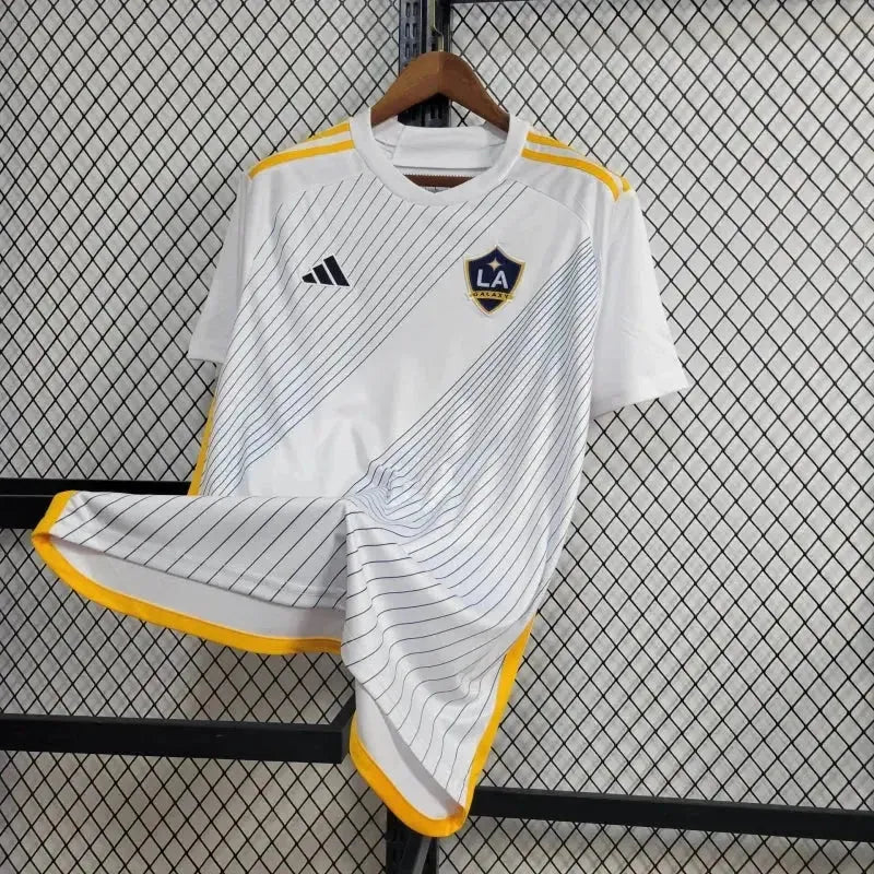 "Camisa LA Galaxy Home 24/25 - Torcedor Masculina Branca e Amarela - Netmantos"