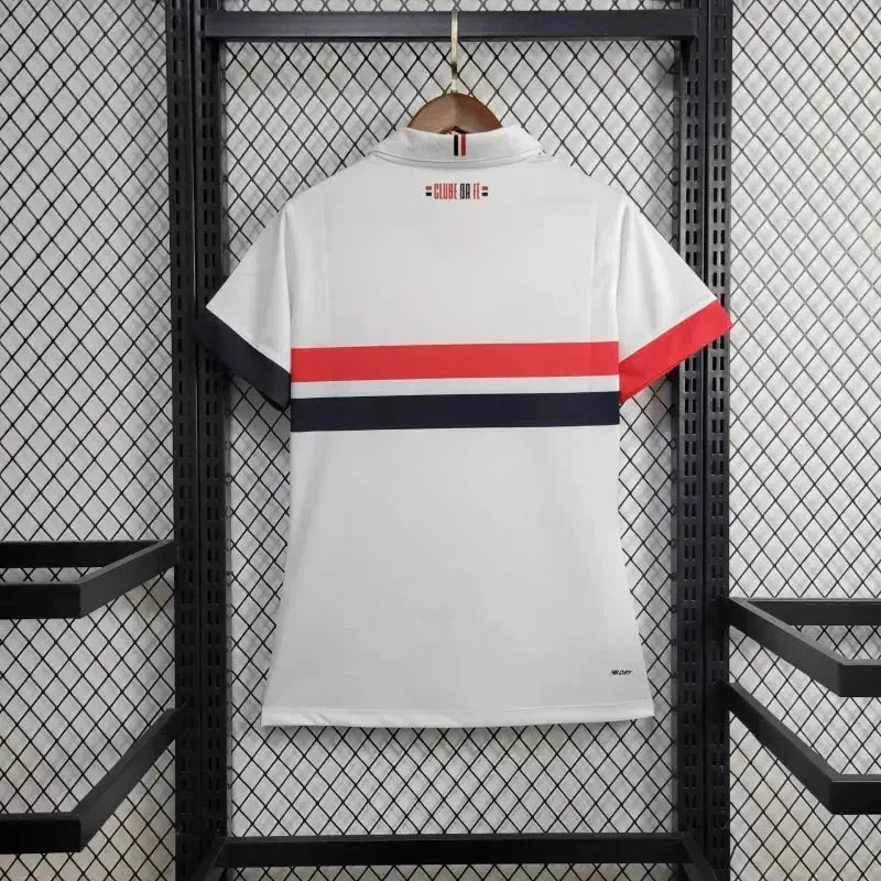 "Camisa São Paulo Home 24/25 - Torcedor Feminina New Balance Branca + Patch Copa do Brasil - Netmantos"