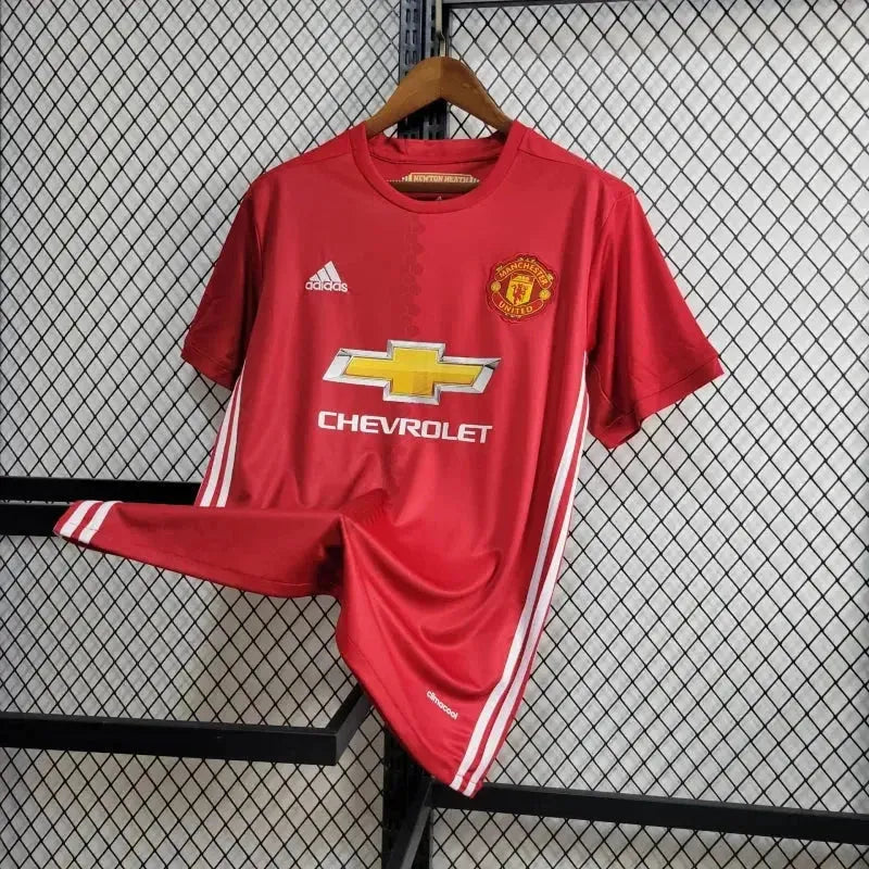 "Camisa Manchester United Retrô Home 16/17 - Torcedor Masculina Vermelha Chevrolet - Netmantos"