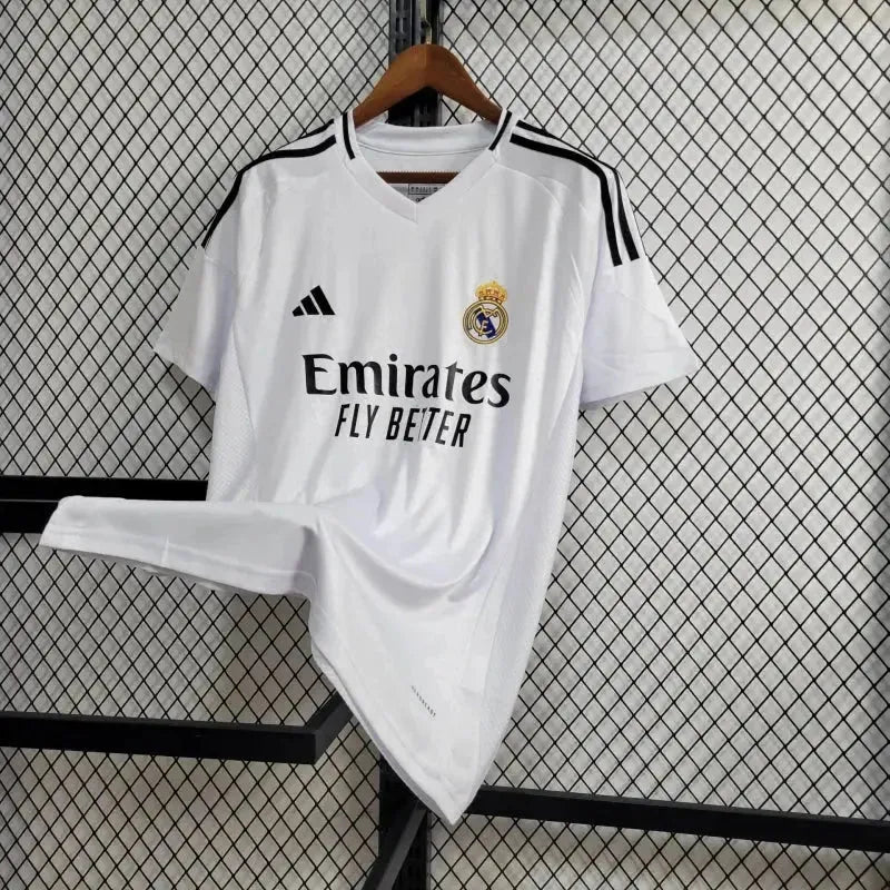 "Camisa Real Madrid Home 24/25 - Torcedor Masculina Branca + Todos os Patches - Netmantos"