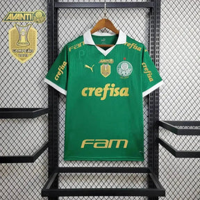"Camisa Palmeiras Home 24/25 - Torcedor Masculina Verde + Patch Brasileirão e Avanti + Patrocínios - Netmantos"