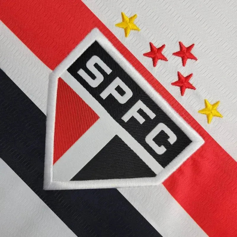 "Camisa São Paulo Home 24/25 - Torcedor Masculina New Balance Branca + Patch Copa do Brasil + Patrocínios - Netmantos"