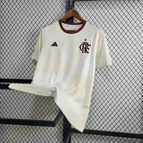 "Camisa Flamengo Treino 24/25 - Torcedor Masculina Bege e Branca - Netmantos"