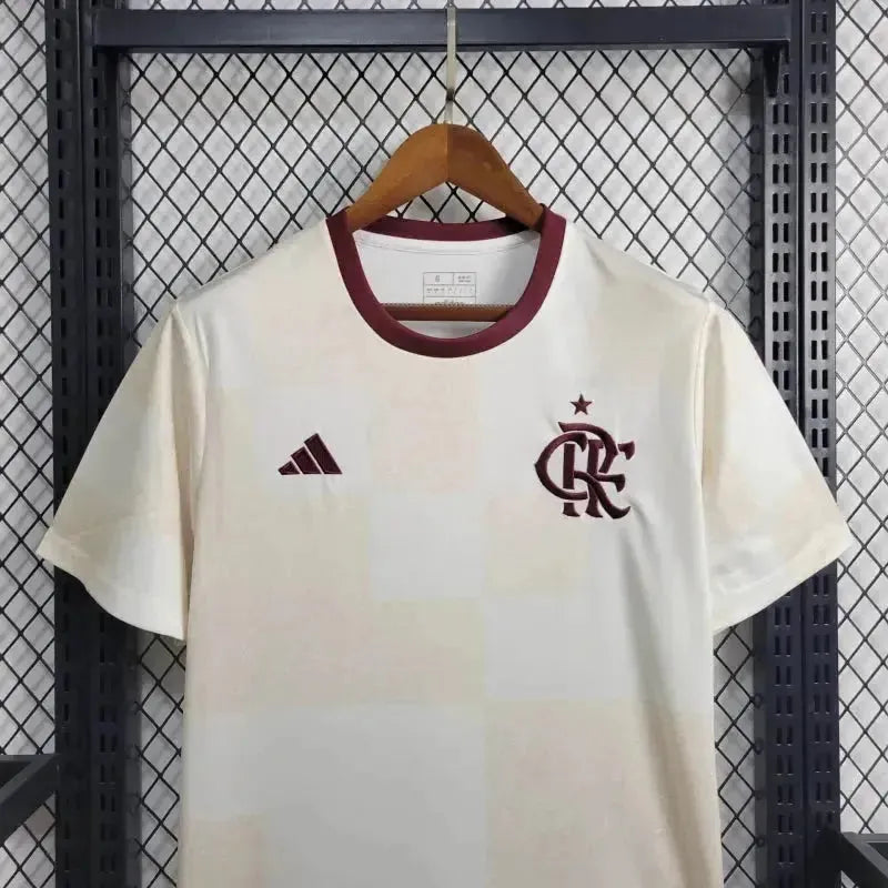 "Camisa Flamengo Treino 24/25 - Torcedor Masculina Bege e Branca - Netmantos"