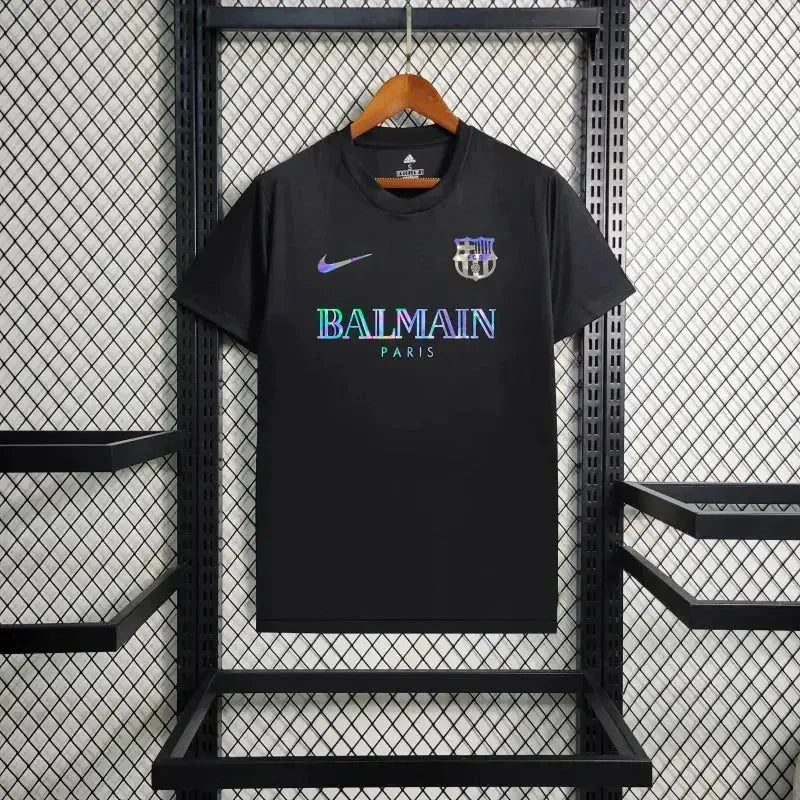 "Camisa Barcelona BALMAIN 24/25 - Torcedor Masculina Refletiva Preta - Netmantos"