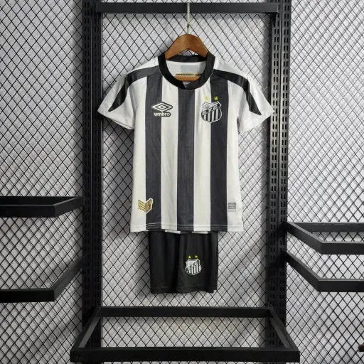 "Camisa Santista Away 22/23 - Torcedor Infantil Preta e Branca - Netmantos"