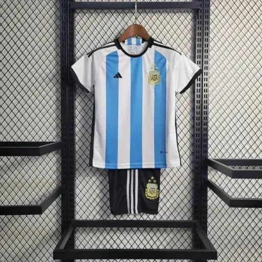 "Camisa Argentina Home III 22/23 - Torcedor Infantil Azul e Branca - Netmantos"