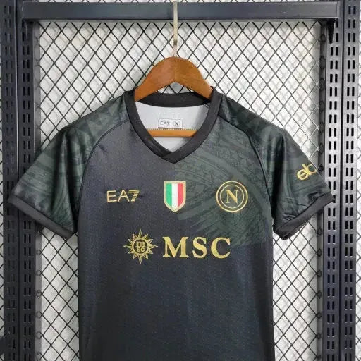 "Camisa Napoli Away 23/24 - Torcedor Infantil Preta - Netmantos"