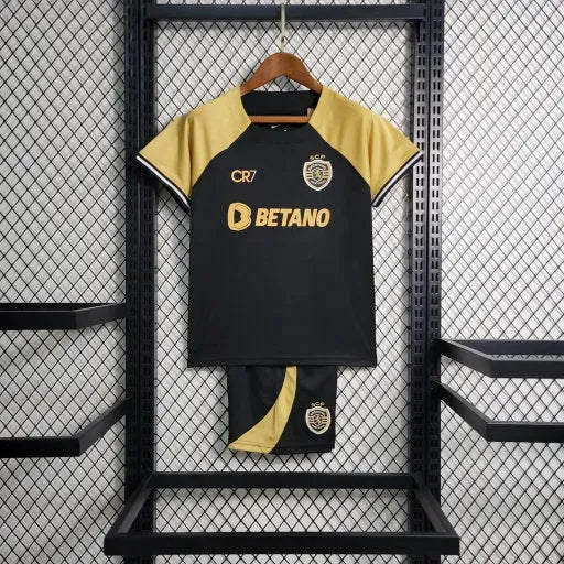 "Camisa Sporting Away II 23/24 - Torcedor Infantil Preta CR7 - Netmantos"