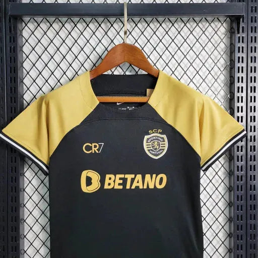 "Camisa Sporting Away II 23/24 - Torcedor Infantil Preta CR7 - Netmantos"
