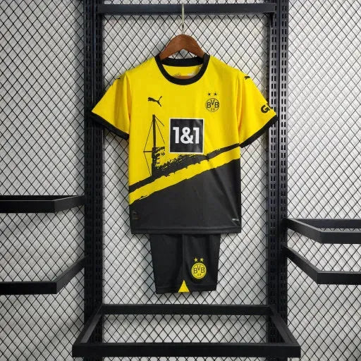 "Camisa Borussia Dortmund Home 23/24 - Torcedor Infantil Preta e Amarela - Netmantos"