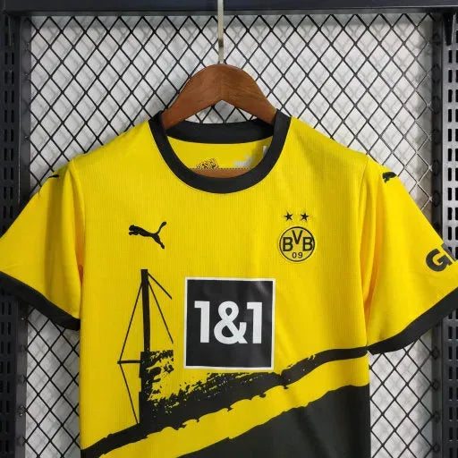 "Camisa Borussia Dortmund Home 23/24 - Torcedor Infantil Preta e Amarela - Netmantos"