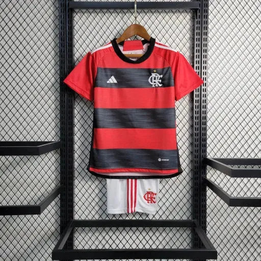 "Camisa Flamengo Home 23/24 - Torcedor Infantil Vermelha e Preta - Netmantos"