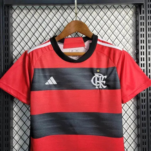 "Camisa Flamengo Home 23/24 - Torcedor Infantil Vermelha e Preta - Netmantos"