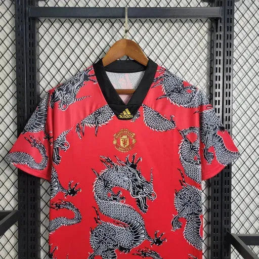 "Camisa Manchester United Dragão China Retrô 19/20- Torcedor Masculina Vermelha e Cinza - Netmantos"