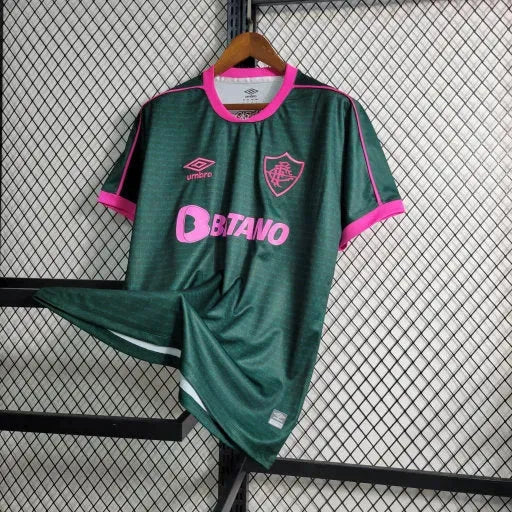 "Camisa Fluminense Away II 23/24 - Torcedor Masculina Verde e Rosa + Patches Libertadores - Netmantos"