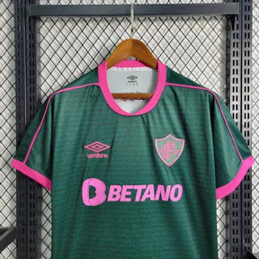 "Camisa Fluminense Away II 23/24 - Torcedor Masculina Verde e Rosa + Patches Libertadores - Netmantos"