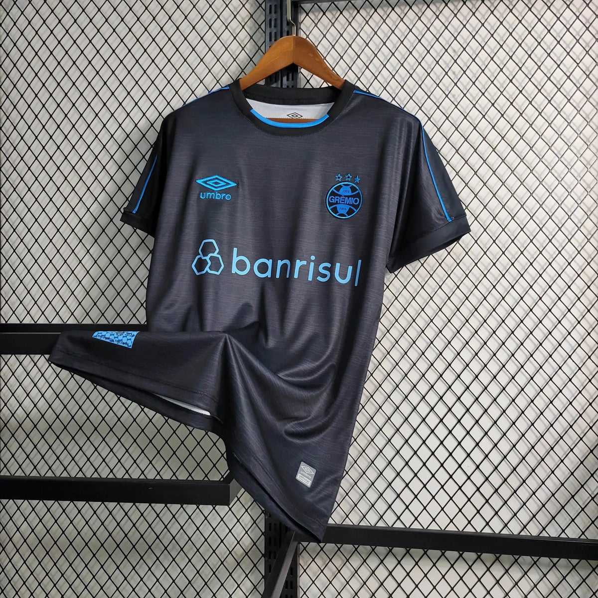 "Camisa Grêmio Away II 23/24 - Torcedor Masculina Preta e Azul - Netmantos"