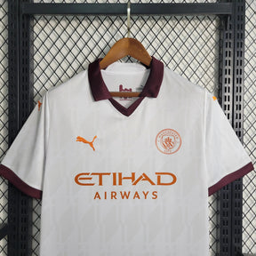 "Camisa Manchester City Away 23/24 - Torcedor Masculina Branca e Laranja - Netmantos"