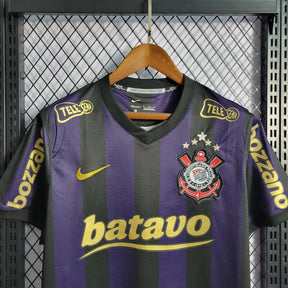 "Camisa Timão Retrô Away 2009/10 - Torcedor Masculina Preta e Roxa - Netmantos"