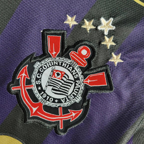 "Camisa Timão Retrô Away 2009/10 - Torcedor Masculina Preta e Roxa - Netmantos"