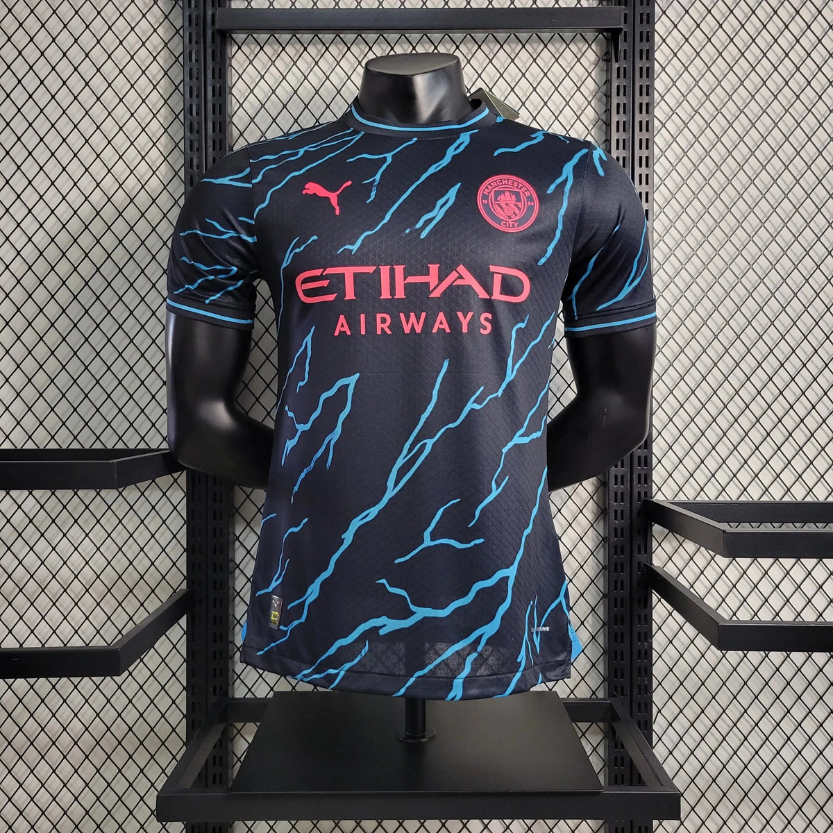 "Camisa Manchester City Thrid Away 23/24 - Jogador Masculina Preta - Netmantos"