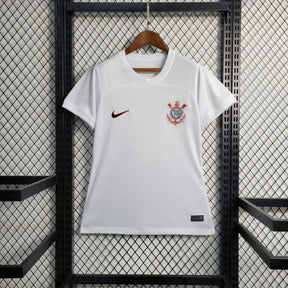 "Camisa Timão Home 23/24 - Torcedor Feminina Branca - Netmantos"
