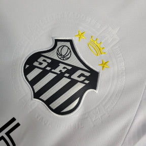 "Camisa Santista Home 23/24 - Torcedor Masculina Branca + Logo Blaze - Netmantos"