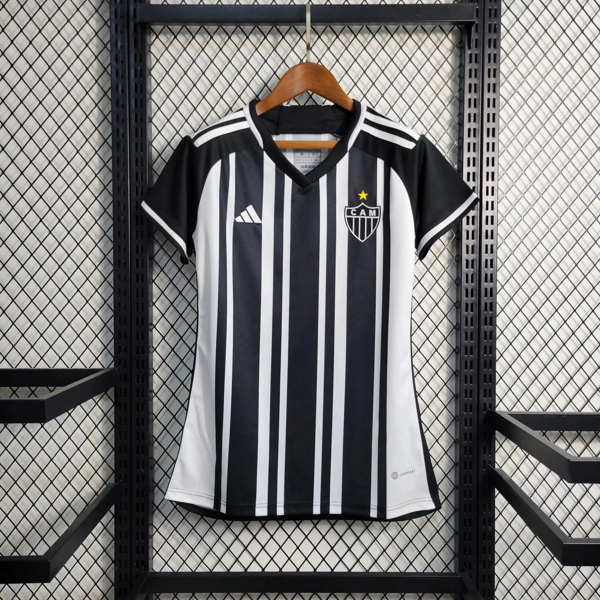 "Camisa Atlético Mineiro Home 23/24 - Torcedor Feminina Preta e Branca - Netmantos"