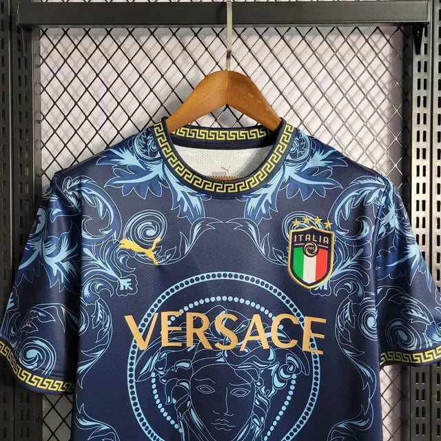 "Camisa Itália x Versace 23/24- Torcedor Masculina Azul - Netmantos"