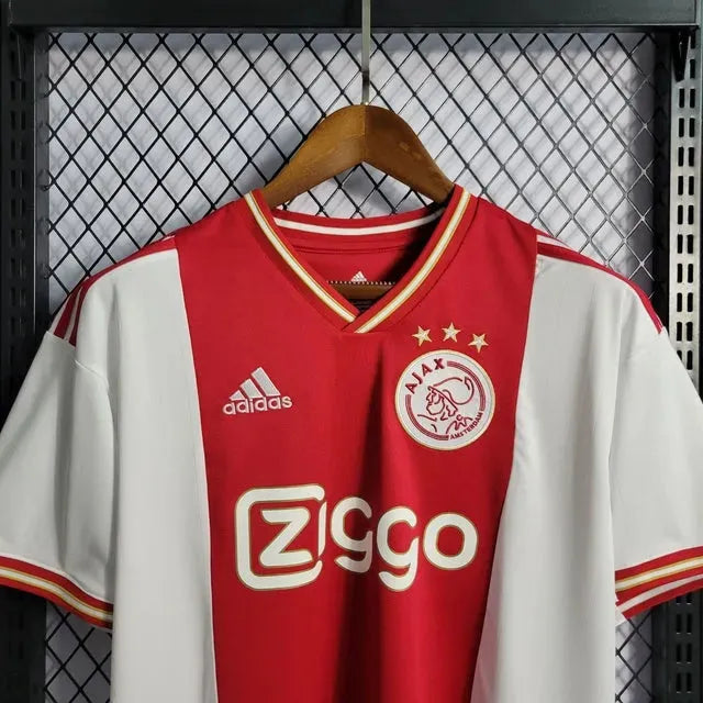 "Camisa Ajax Home 22/23 - Torcedor Masculina Branca e Vermelha - Netmantos"