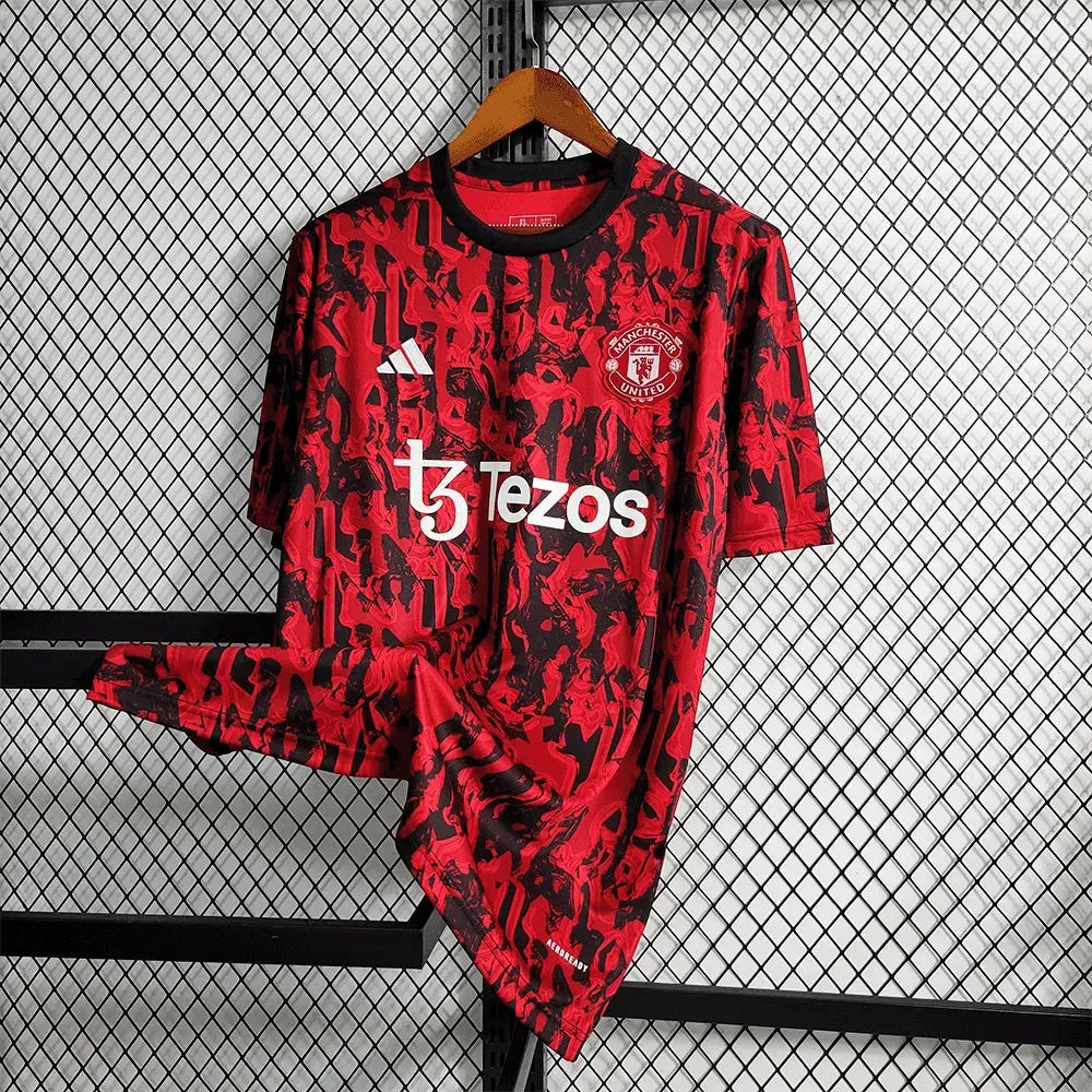 "Camisa Manchester United Treino 23/24 - Torcedor Masculina Preta e Vermelha - Netmantos"