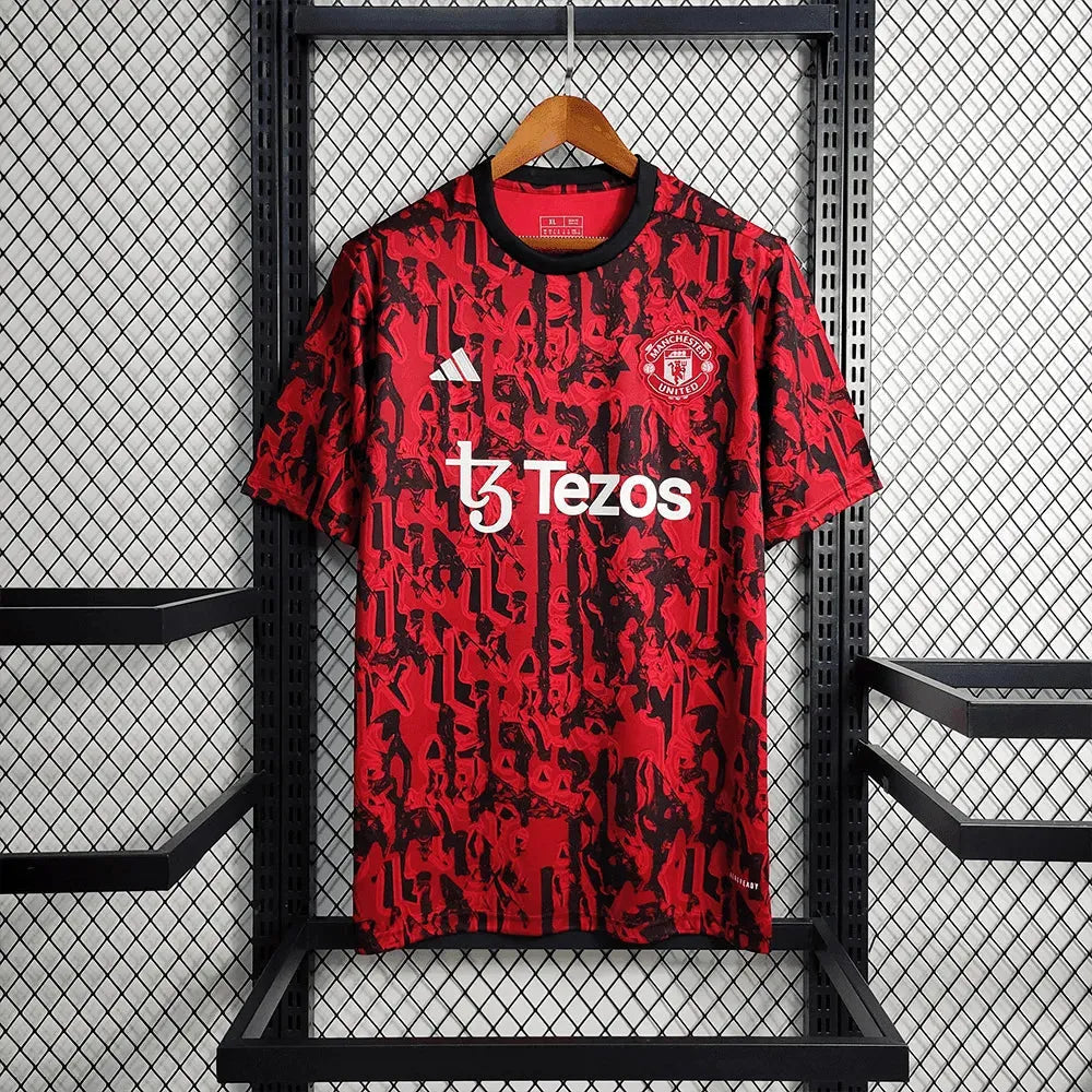 "Camisa Manchester United Treino 23/24 - Torcedor Masculina Preta e Vermelha - Netmantos"