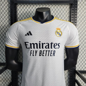 "Camisa Real Madrid Home 23/24 - Jogador Masculina Branca - Netmantos"