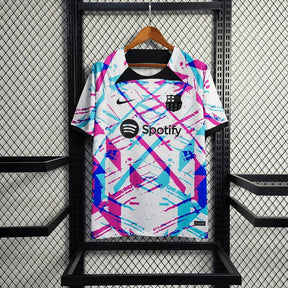 "Camisa Barcelona Treino Jersey 23/24 - Torcedor Masculina Branca e Rosa - Netmantos"