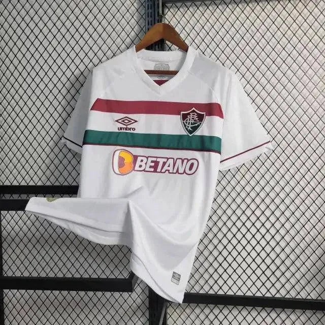 "Camisa Fluminense Away 23/24 - Torcedor Masculina Branca + Patches Libertadores - Netmantos"