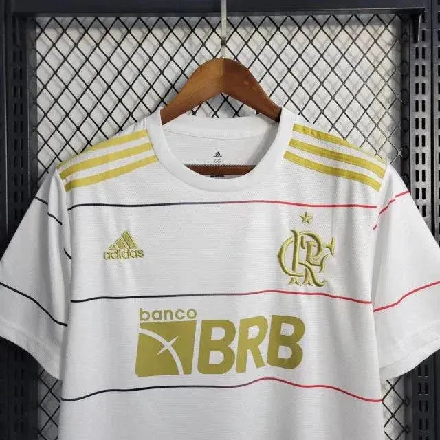 "Camisa Flamengo Comemorativa 22/23 - Torcedor Masculina Branca e Dourada - Netmantos"