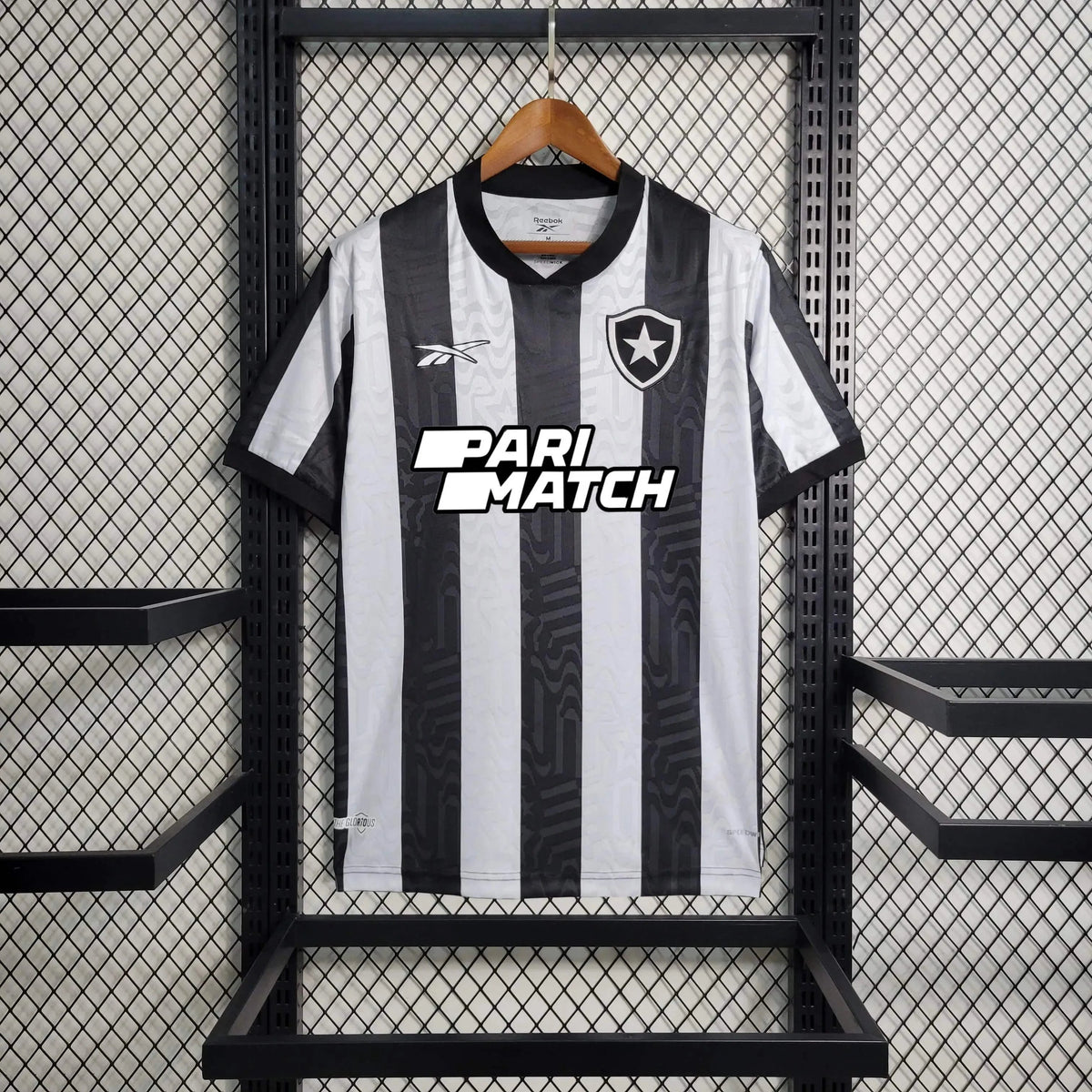 "Camisa Bota Fogo Home 23/24 - Torcedor Masculina Preta e Branca - Netmantos"