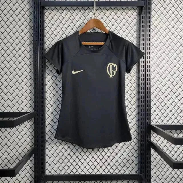 "Camisa Timão Treino 22/23 - Torcedor Feminina Preta - Netmantos"